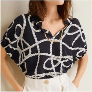 Mango Nautical Short Sleeve Blouse